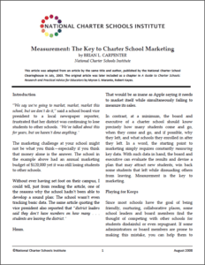 Measurement -- The Key to Charter School Marketing